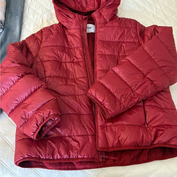 TNA Jackets & Blazers - TNA  Red Hooded Puffer Jacket